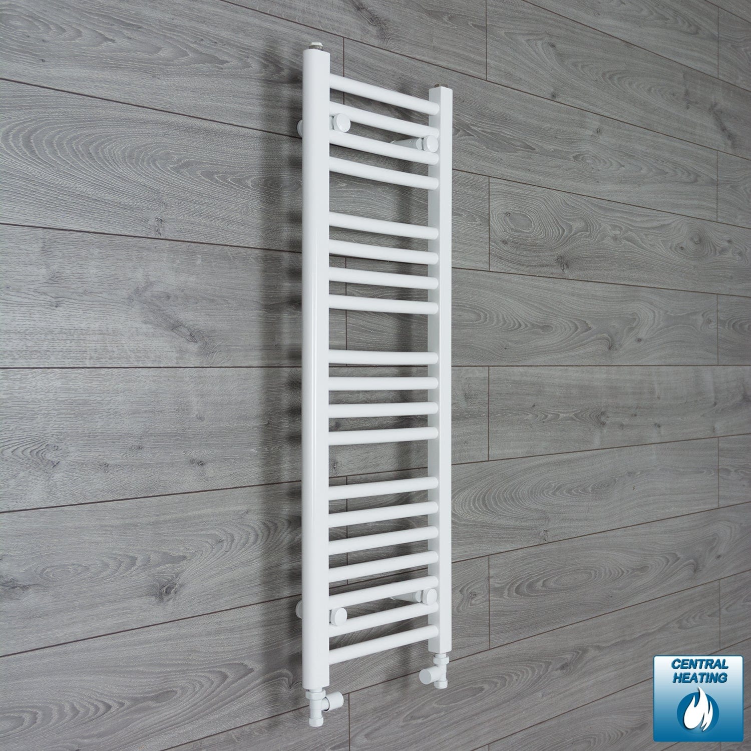 With Straight Valve 350mm Wide 1000mm High Flat White Heated Towel Rail Radiator