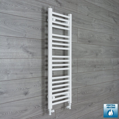 With Straight Valve 350mm Wide 1000mm High Flat White Heated Towel Rail Radiator