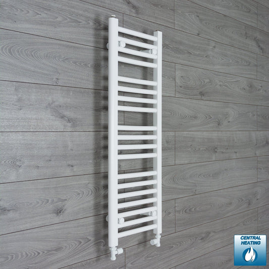 With Straight Valve 350mm Wide 1000mm High Flat White Heated Towel Rail Radiator