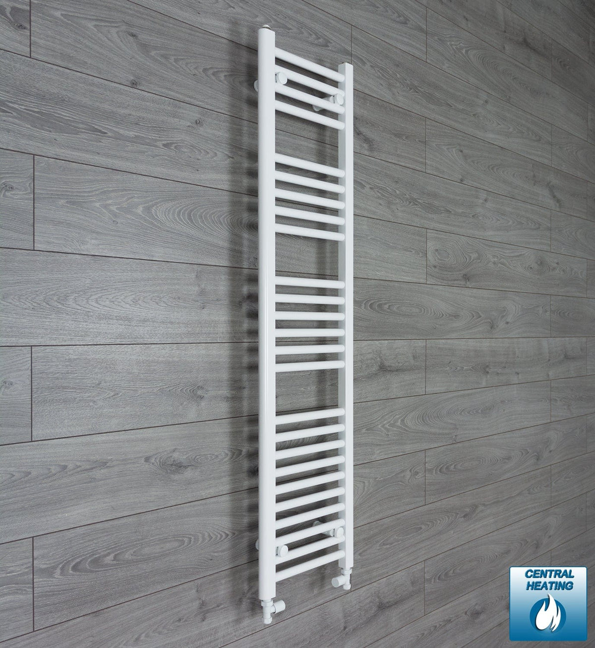 With Straight Valve 350mm Wide 1400mm High Flat White Heated Towel Rail Radiator