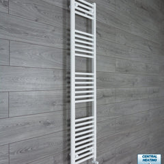 With Angled Valve 350mm Wide 1600mm High Flat White Heated Towel Rail Radiator