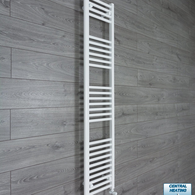 With Angled Valve 350mm Wide 1600mm High Flat White Heated Towel Rail Radiator