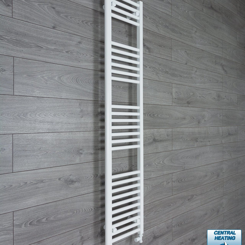 With Straight Valve 350mm Wide 1600mm High Flat White Heated Towel Rail Radiator