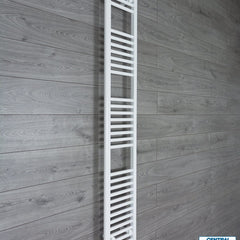 With Straight Valve 350mm Wide 1800mm High Flat White Heated Towel Rail Radiator