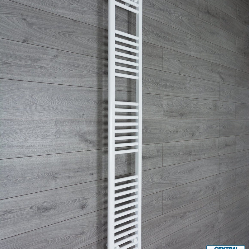 With Straight Valve 350mm Wide 1800mm High Flat White Heated Towel Rail Radiator