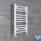 With Angled Valve 350mm Wide 600mm High Flat White Heated Towel Rail Radiator