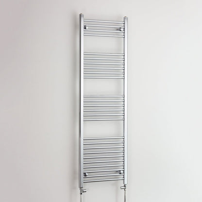 With Straight Valve 400 mm Wide 1600 mm High Heated Straight Towel Rail Chrome