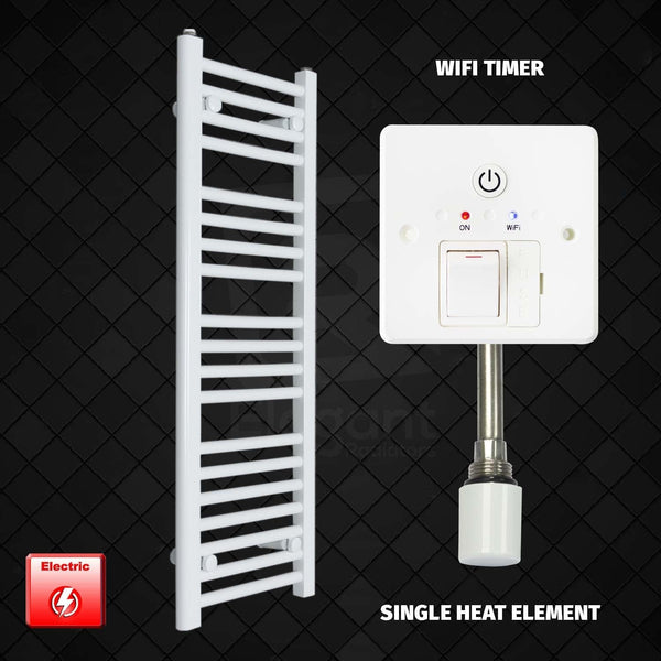 Single Heat Element + Wifi Timer 400 x 1000 Flat White Pre-Filled Electric Towel Radiator HTR