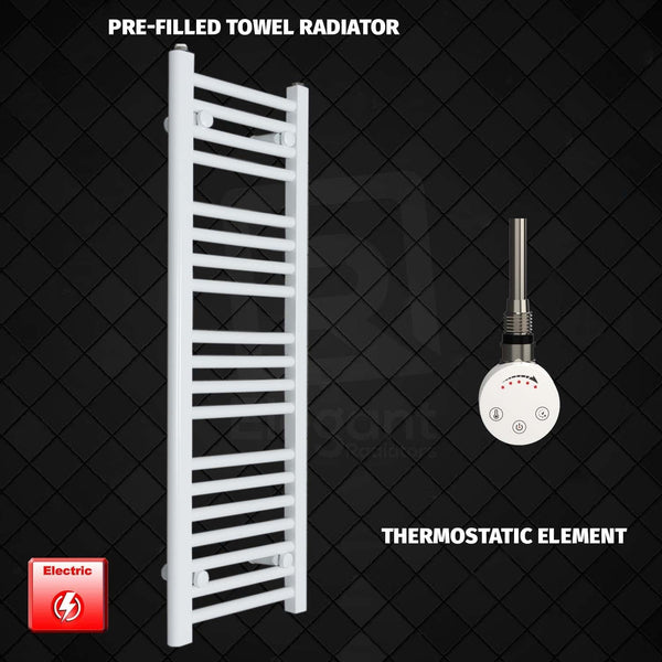 Thermostatic Element 400 x 1000 Flat White Pre-Filled Electric Towel Radiator HTR