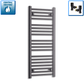 With Angled Valve 400 x 1000mm High Flat Black Heated Towel Rail Radiator HTR