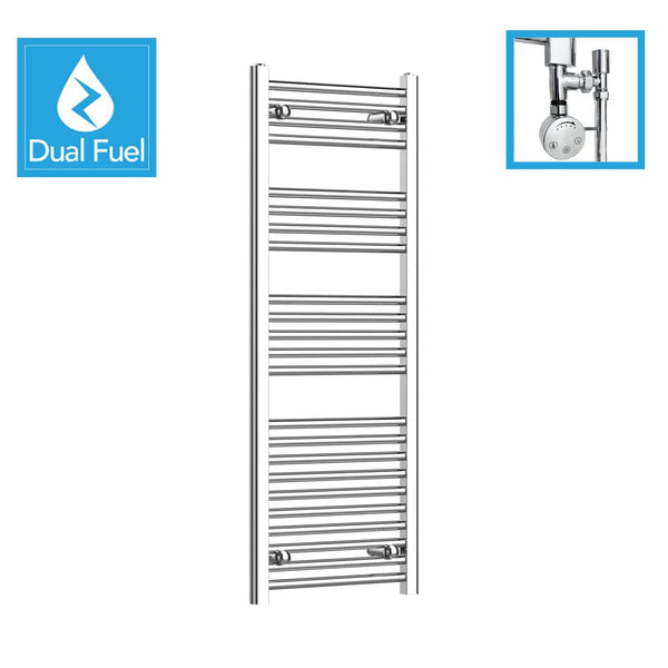 400 x 1200 Chrome Dual Fuel Flat Heated Towel Rail