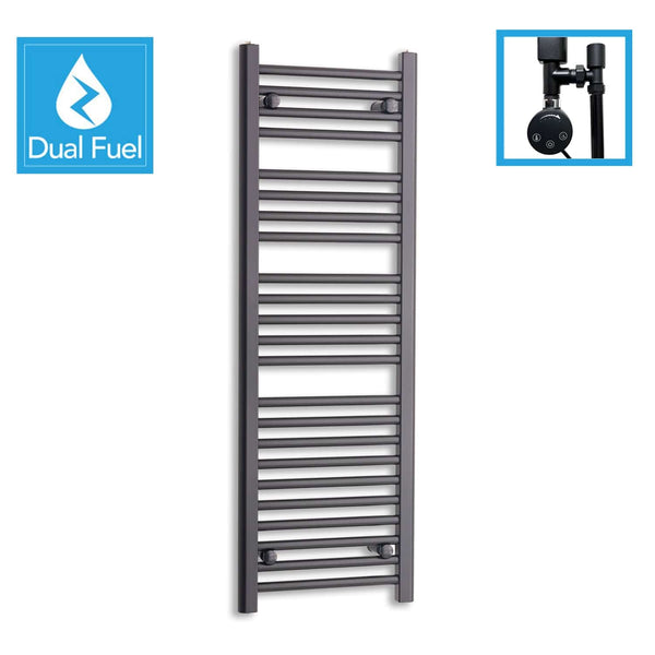 400 x 1200 Dual Fuel Flat Black Heated Towel Rail