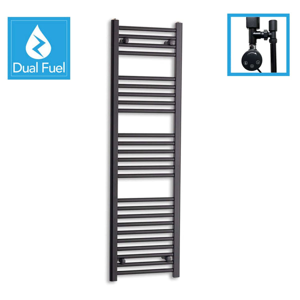 400 x 1400  Dual Fuel Flat Black Heated Towel Rail