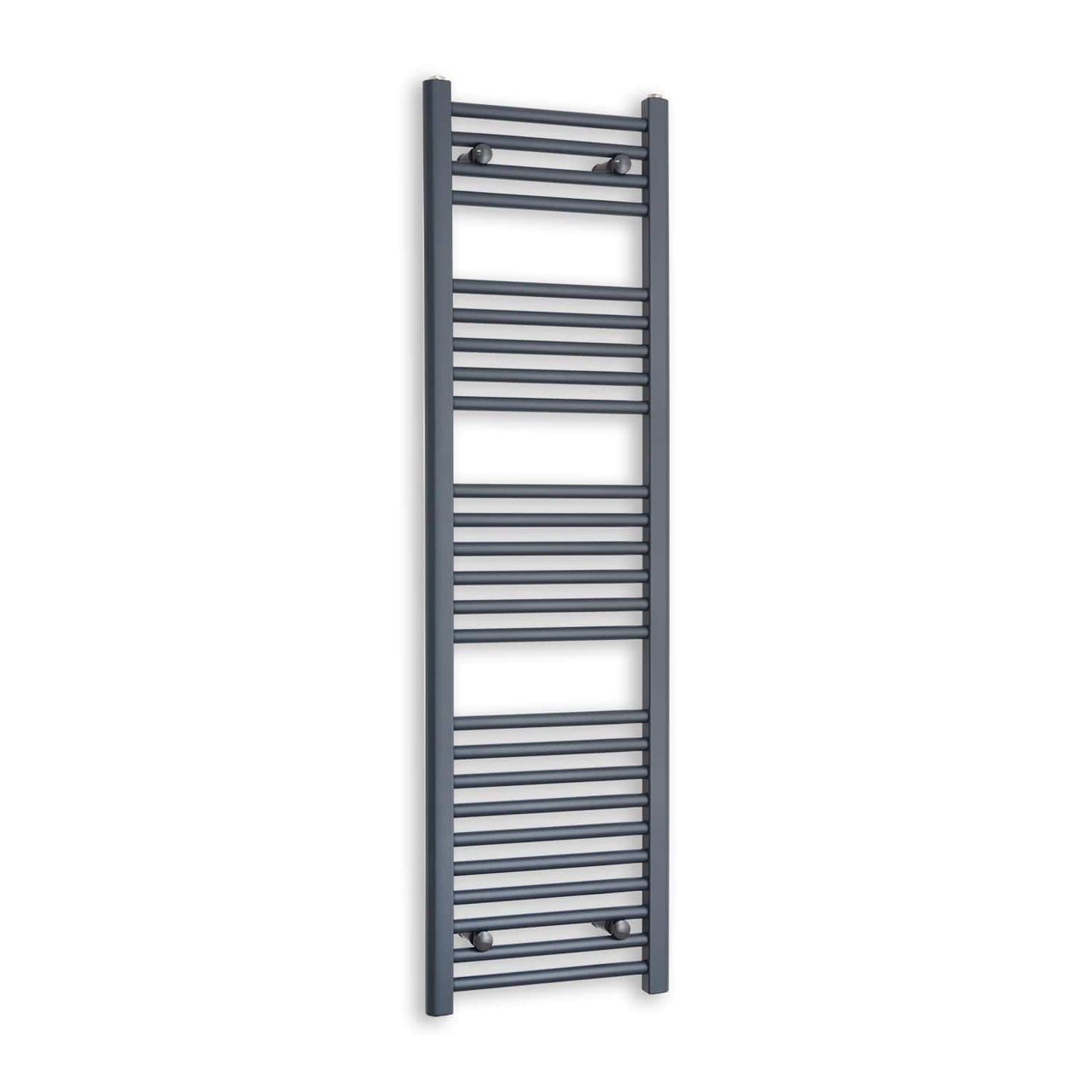 Matt Black Heated Towel Rail Dimensions - 1350mm Pipe Centre, 1400mm Overall Width