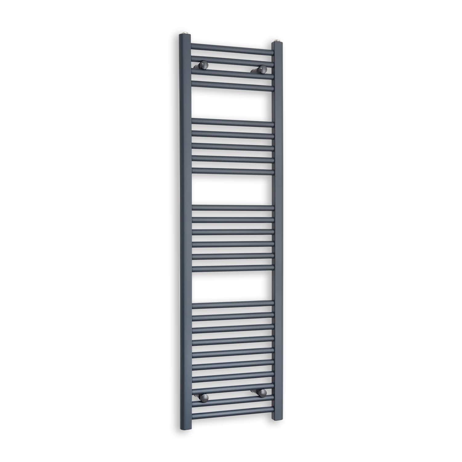 Matt Black Heated Towel Rail Dimensions - 1350mm Pipe Centre, 1400mm Overall Width