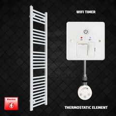 Thermostatic Element + Wifi Timer 400 x 1400 Flat White Pre-Filled Electric Heated Towel Rail