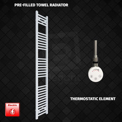 Thermostatic Element 400 x 1800 Flat White Pre-Filled Electric Heated Towel Rail