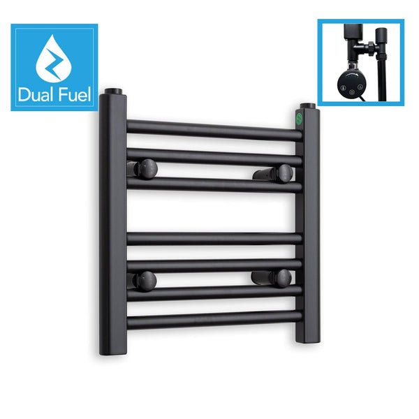 400 x 400 Dual Fuel Flat Black Heated Towel Rail