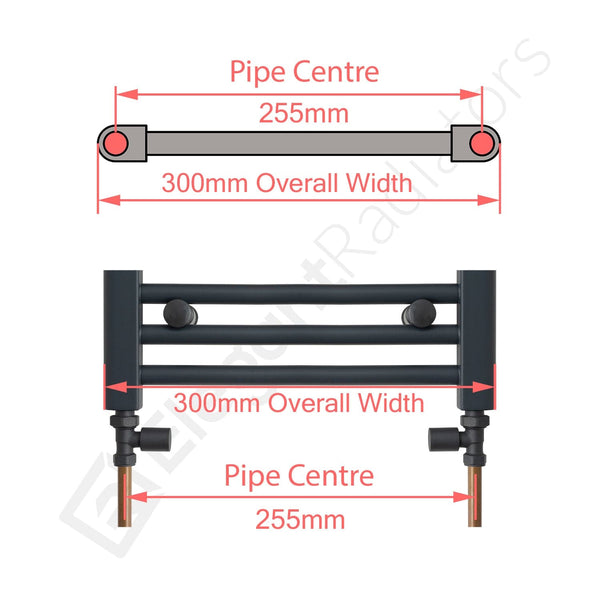 400 x 400 Dual Fuel Flat Black Heated Towel Rail