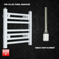 Single Heat Element 400 x 400 Flat White Pre-Filled Electric Heated Towel Rail