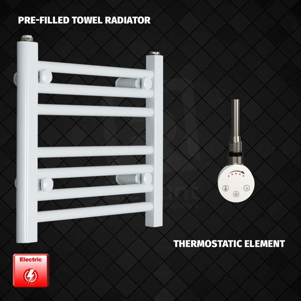 Thermostatic Element 400 x 400 Flat White Pre-Filled Electric Heated Towel Rail