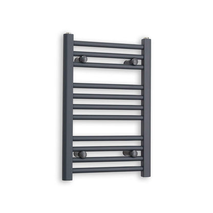Matt Black Heated Towel Rail Dimensions - 550mm Pipe Centre, 600mm Overall Width