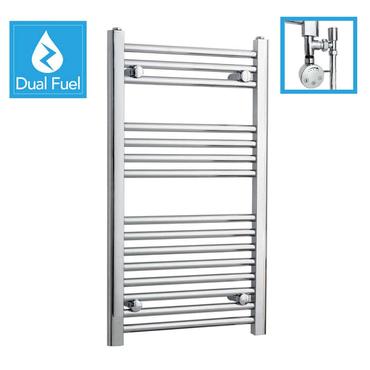 400 x 800 Chrome Dual Fuel Flat Heated Towel Rail