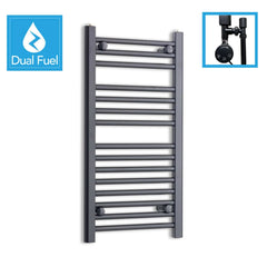 400 x 800 Dual Fuel Flat Black Heated Towel Rail