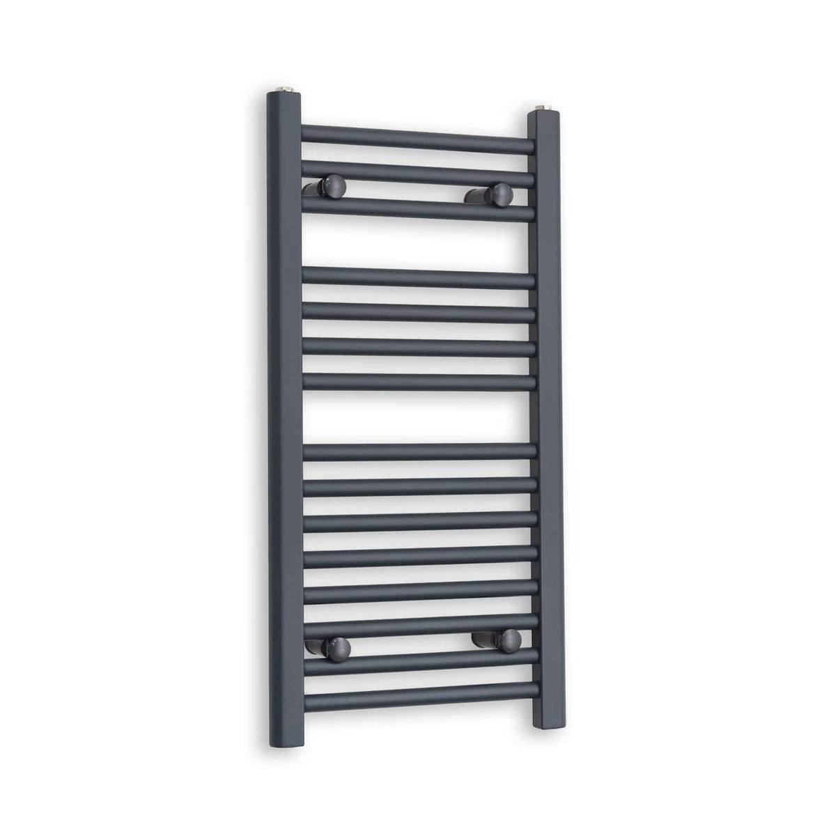 Matt Black Heated Towel Rail Dimensions - 750mm Pipe Centre, 800mm Overall Width