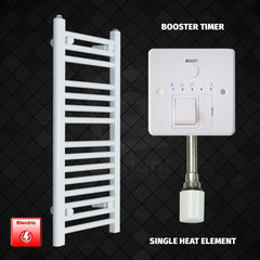 Single Heat Element + Booster Timer 400 x 800 Flat White Pre-Filled Electric Towel Radiator