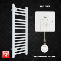Thermostatic Element + Wifi Timer 400 x 800 Flat White Pre-Filled Electric Towel Radiator