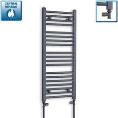 With Straight Valve 400mm Wide 1000mm High Flat Black Heated Towel Rail Radiator