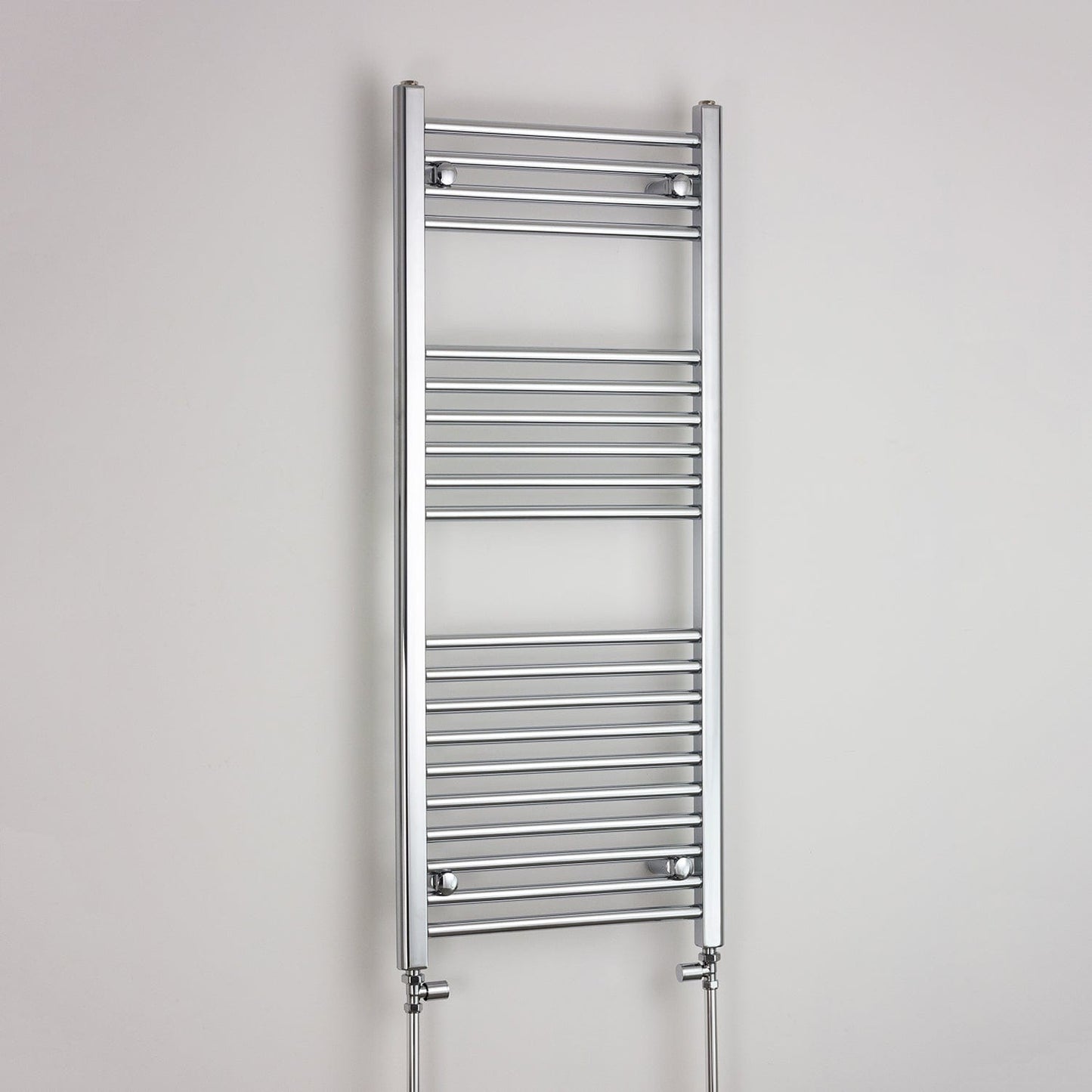 With Straight Valve 400mm Wide 1200mm High Curved Chrome Heated Towel Rail