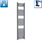 With Angled Valve 400mm Wide 1800mm High Flat Anthracite Heated Towel Rail