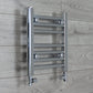 With Straight Valve 400mm Wide 400mm High Flat Chrome Towel Rail Radiator HTR