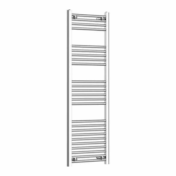 Without Valves 400mm Width x 1400mm Height Heated Flat Chrome Towel Rail