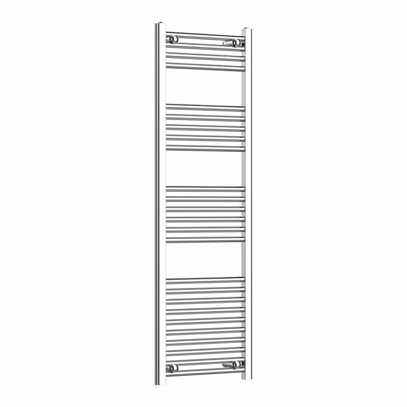 Without Valves 400mm Width x 1400mm Height Heated Flat Chrome Towel Rail