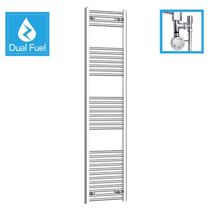 450 x 1800 Chrome Dual Fuel Flat Heated Towel Rail