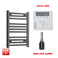 Single Heat Element + Digital Timer 450 x 600 Black Pre-Filled Electric Heated Towel Rail