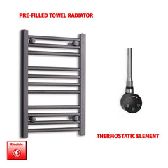 Thermostatic Element 450 x 600 Black Pre-Filled Electric Heated Towel Rail