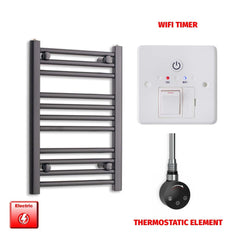 Thermostatic Element + Wifi Timer 450 x 600 Black Pre-Filled Electric Heated Towel Rail