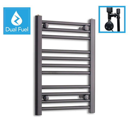 450 x 600 Dual Fuel Flat Black Heated Towel Rail