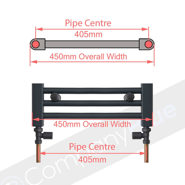 450mm Wide 1000mm High Flat Chrome Towel Rail Radiator