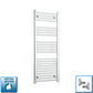 With Angled Valve 450mm Wide 1200mm High Flat Chrome Heated Towel Radiator