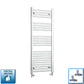 With Straight Valve 450mm Wide 1200mm High Flat Chrome Heated Towel Radiator