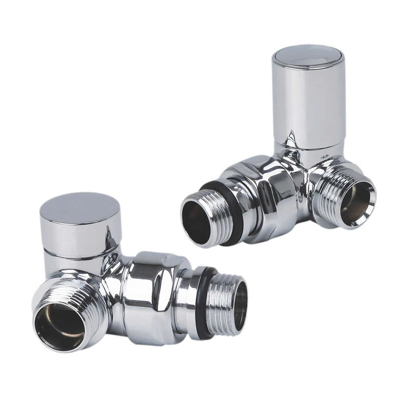 With Corner Valves 450mm Wide 1600mm High Flat Chrome Heated Towel Rail