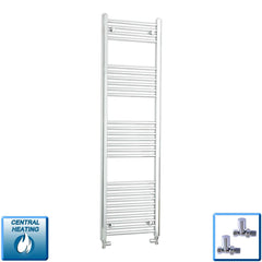 With Straight Valve 450mm Wide 1600mm High Flat Chrome Heated Towel Rail