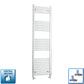 With Straight Valve 450mm Wide 1600mm High Flat Chrome Heated Towel Rail