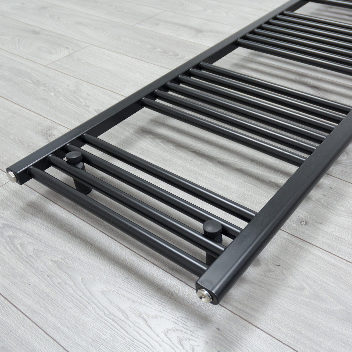 450mm Wide 1800mm High Flat Black Heated Towel Rail Radiator