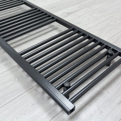 450mm Wide 1800mm High Flat Black Heated Towel Rail Radiator